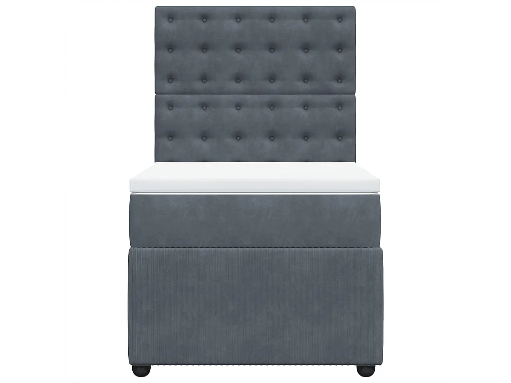 Sommier à lattes de lit et matelas Gris foncé 90x200 cm Velours