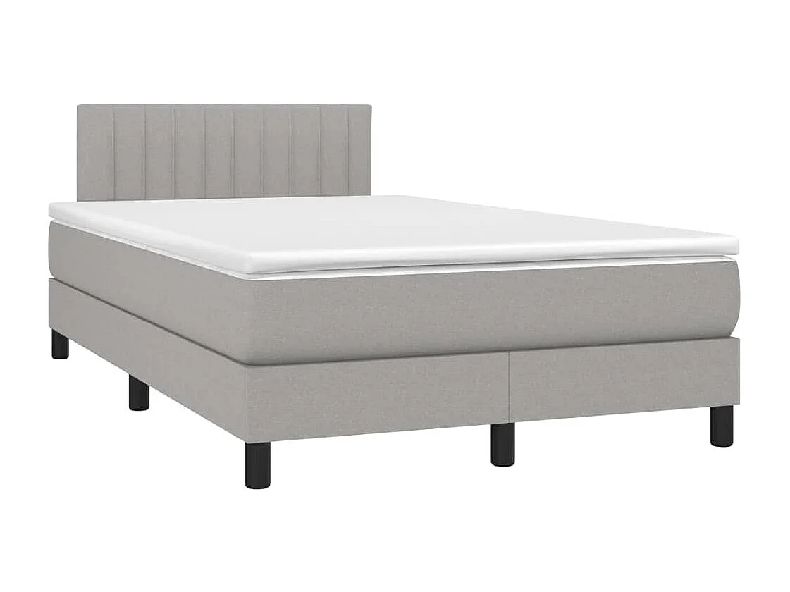 Cama box spring con colchón tela gris claro 120x190 cm