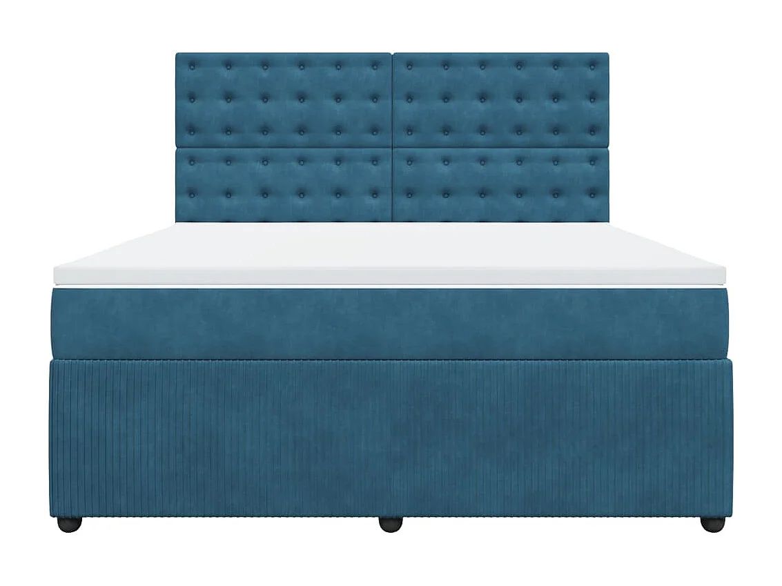Cama box spring con colchón terciopelo azul 180x200 cm