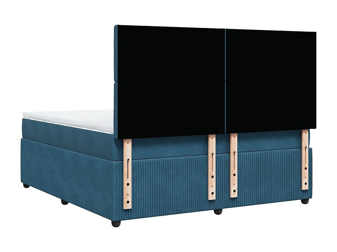 Cama box spring con colchón terciopelo azul 180x200 cm