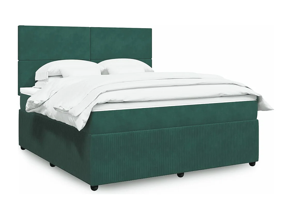 Sommier à lattes de lit et matelas Vert foncé 180x200cm Velours