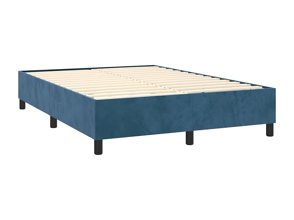 Boxspringbett mit Matratze Dunkelblau 140x190 cm Samt