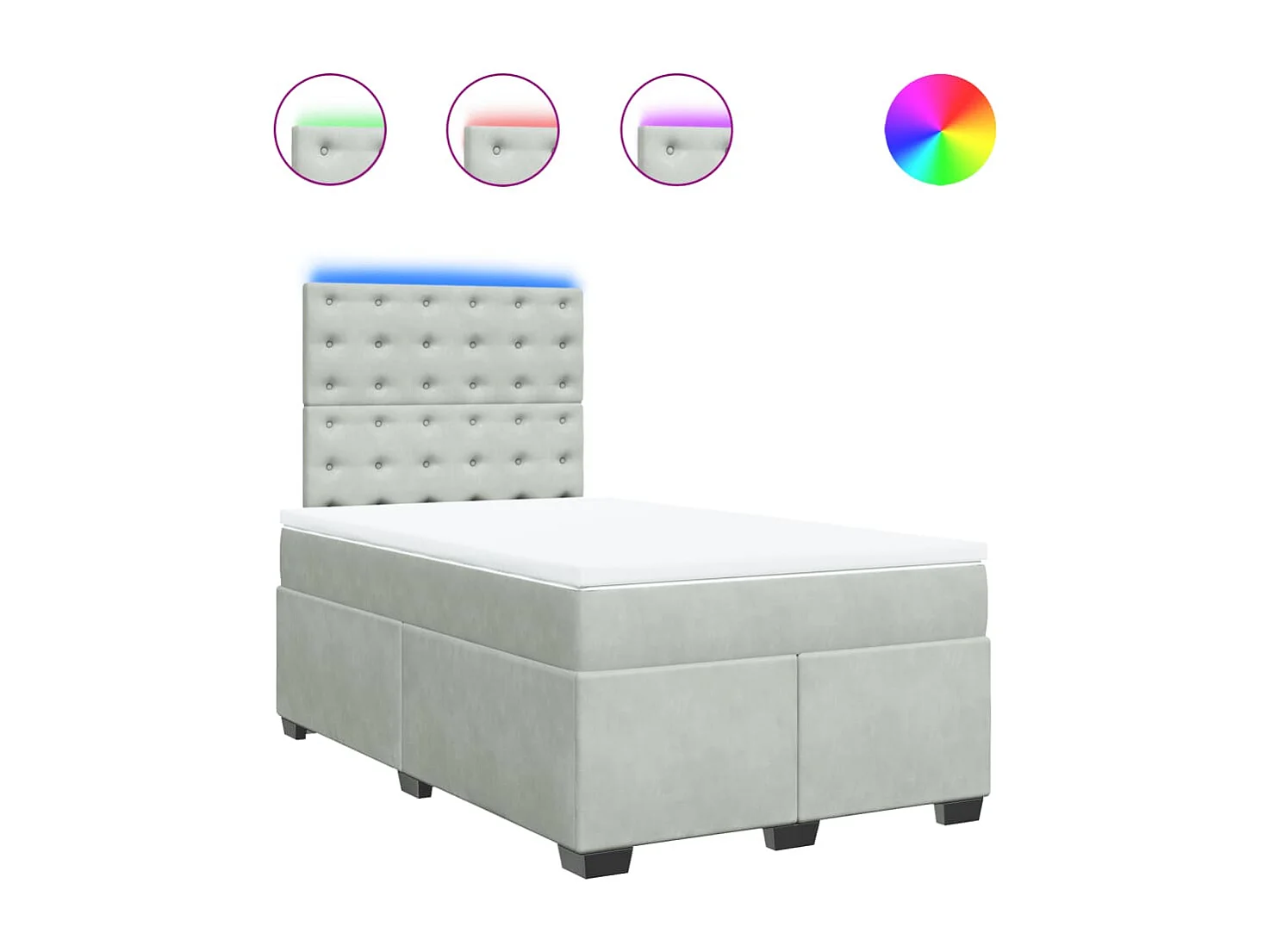 Sommier à lattes de lit et matelas Gris clair 120x200cm Velours