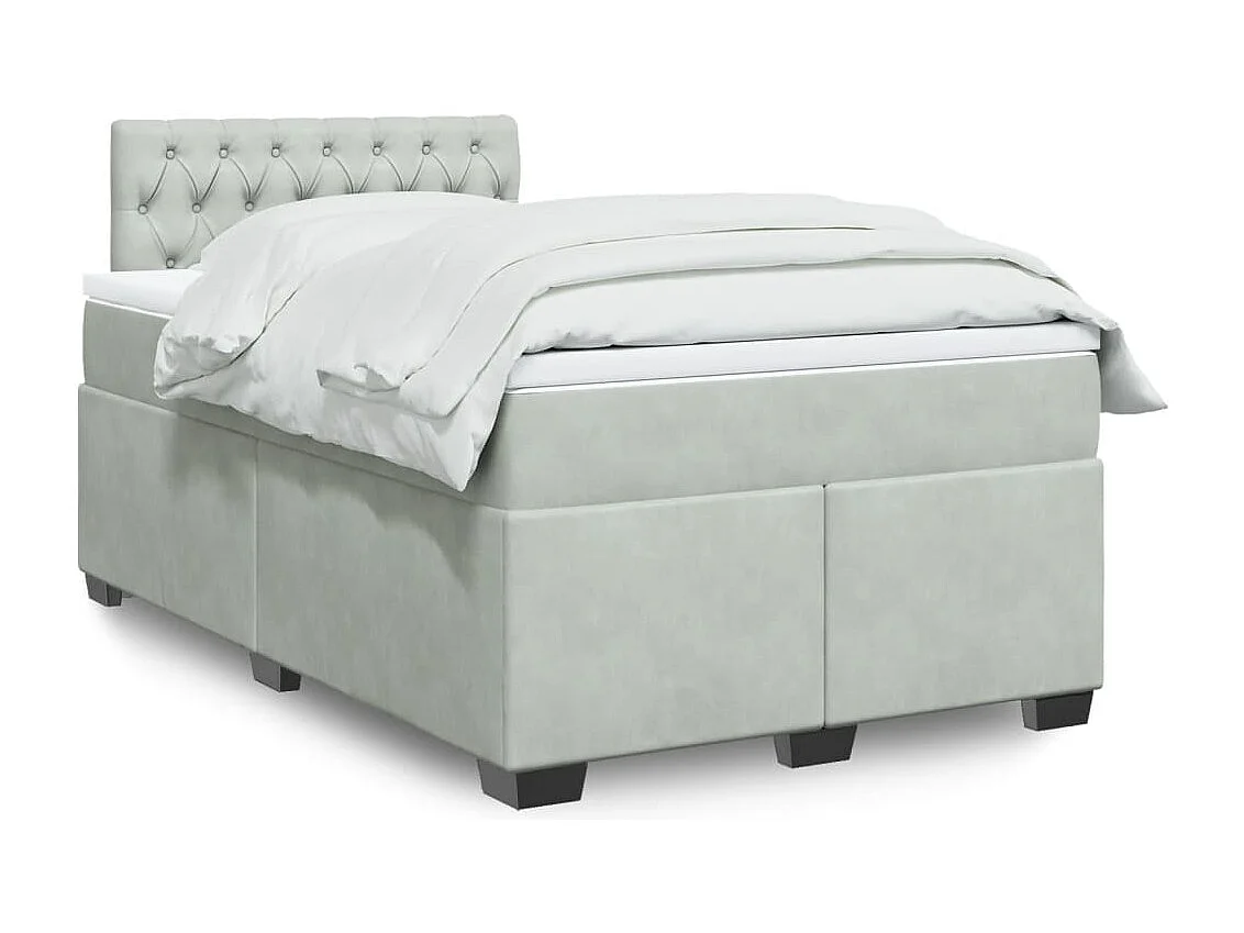 Cama boxspring c/ colchão 120x200 cm veludo cinzento-claro