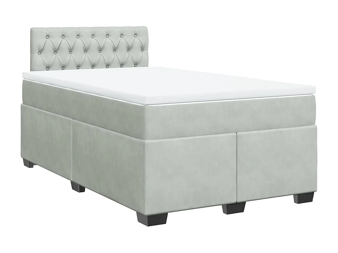 Cama boxspring c/ colchão 120x200 cm veludo cinzento-claro