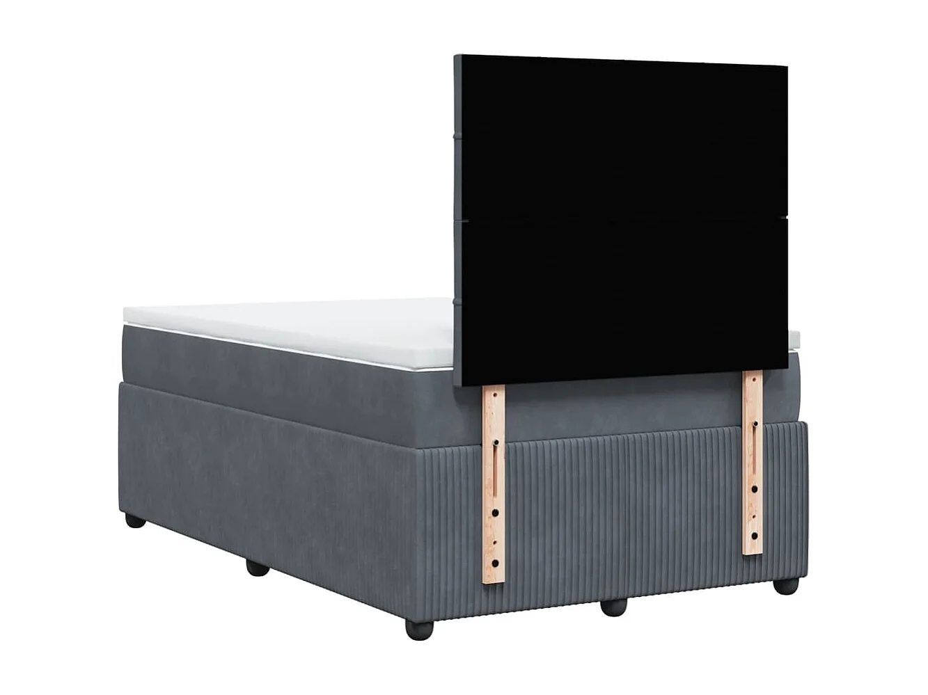 Giroletto a Molle con Materasso Grigio Scuro 120x190 cm Velluto