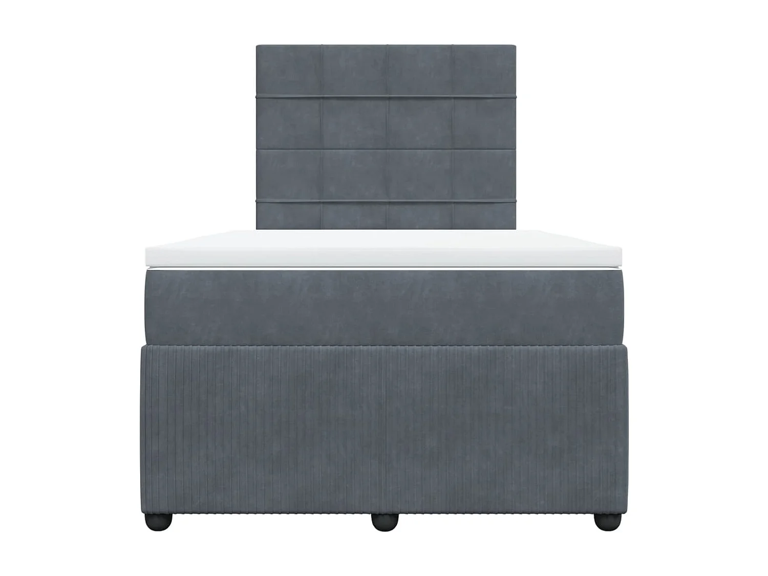 Cama box spring con colchón terciopelo gris oscuro 120x190 cm