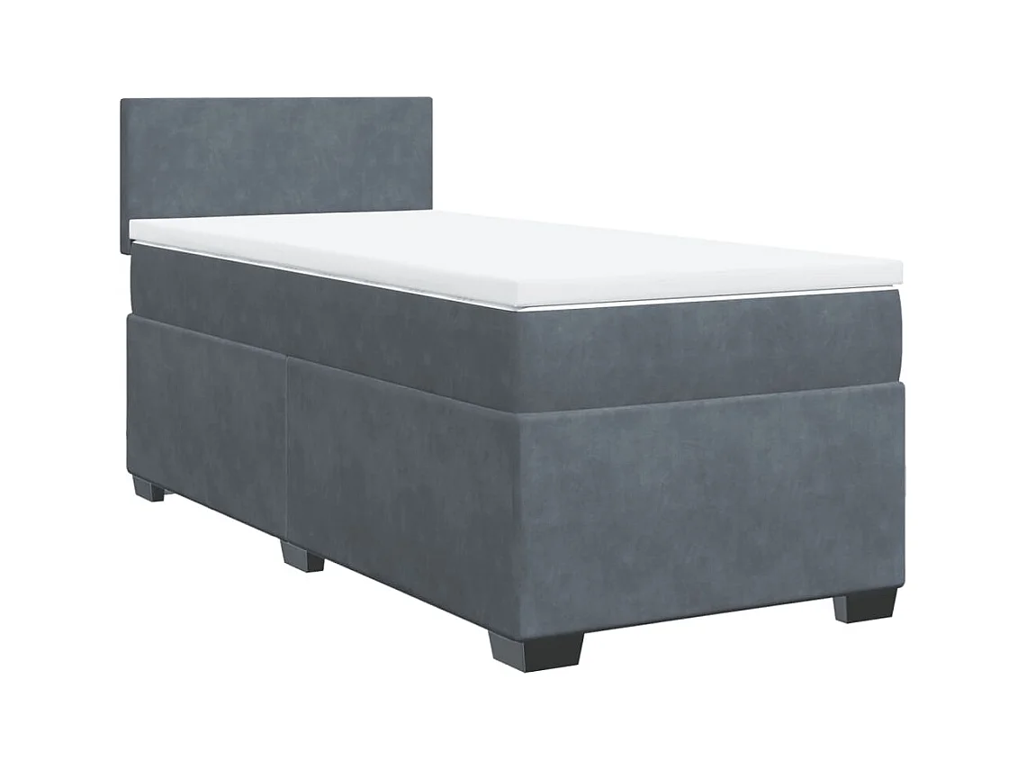 Sommier à lattes de lit et matelas Gris foncé 90x200 cm Velours