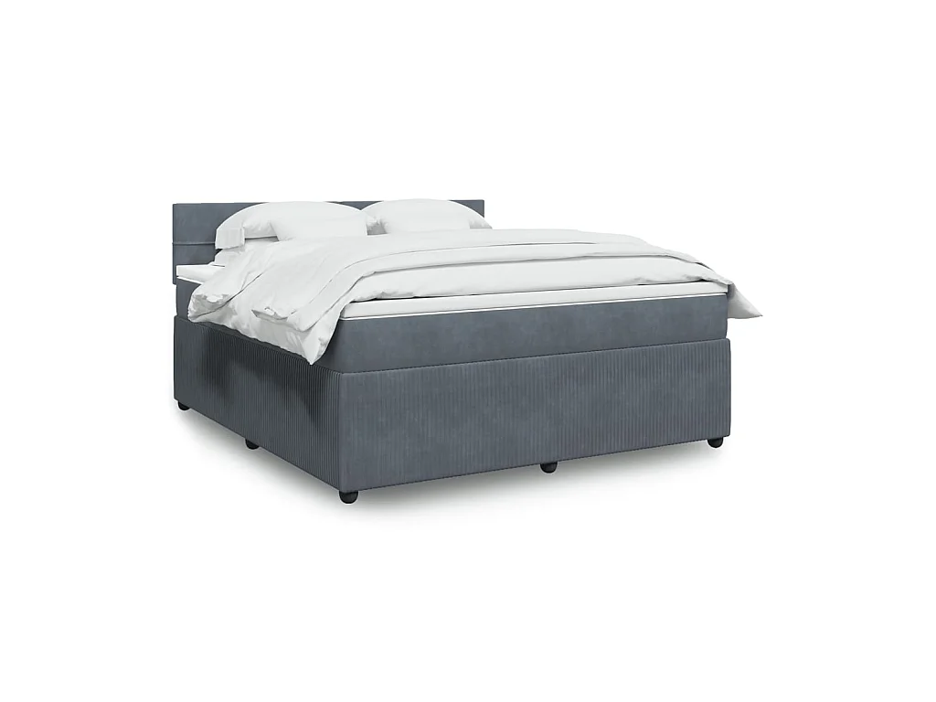 Giroletto a Molle con Materasso Grigio Scuro 180x200 cm Velluto