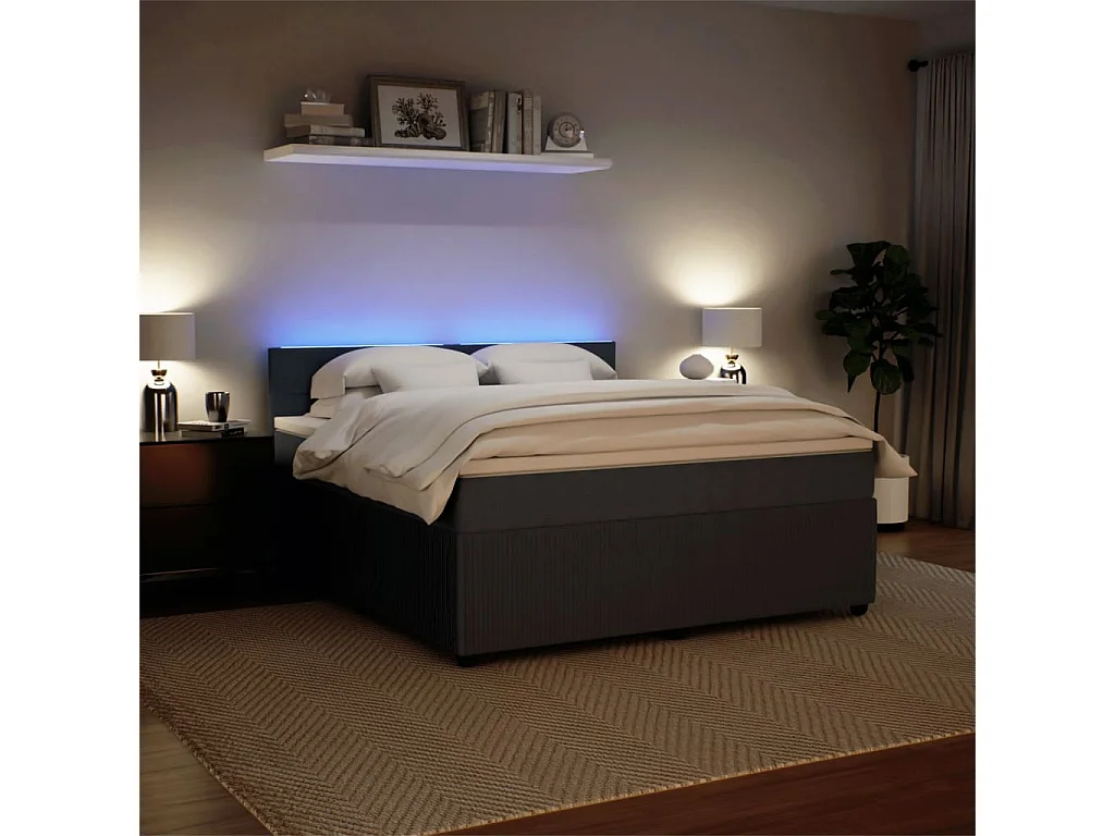 Giroletto a Molle con Materasso Grigio Scuro 180x200 cm Velluto