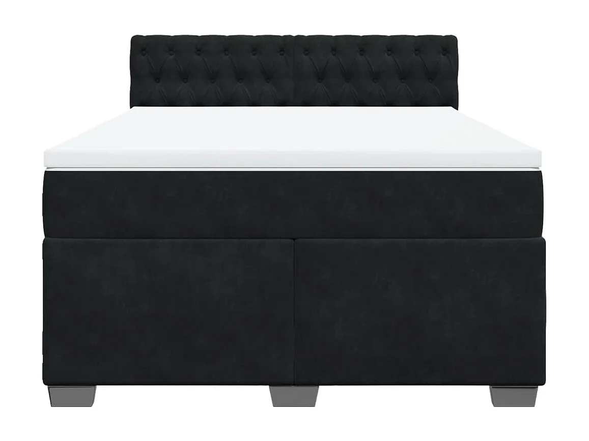 Giroletto a Molle con Materasso Nero 160x200 cm in Velluto