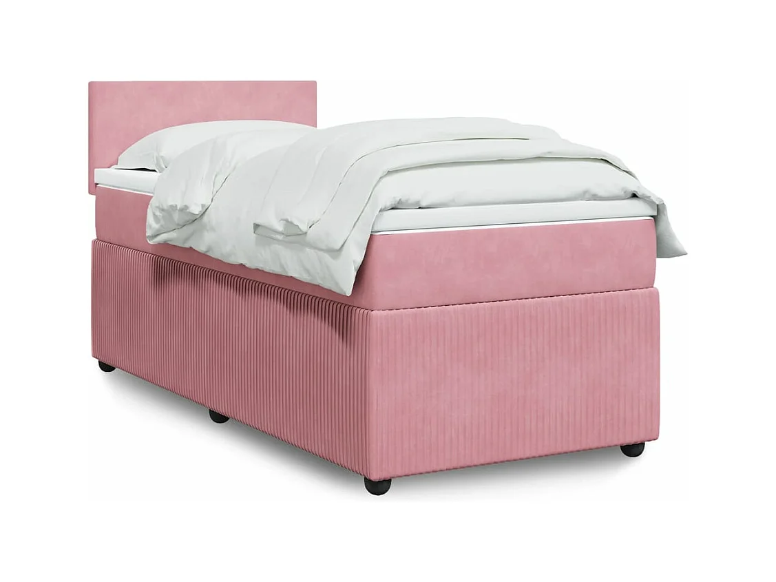 Boxspring met matras fluweel roze 80x200 cm