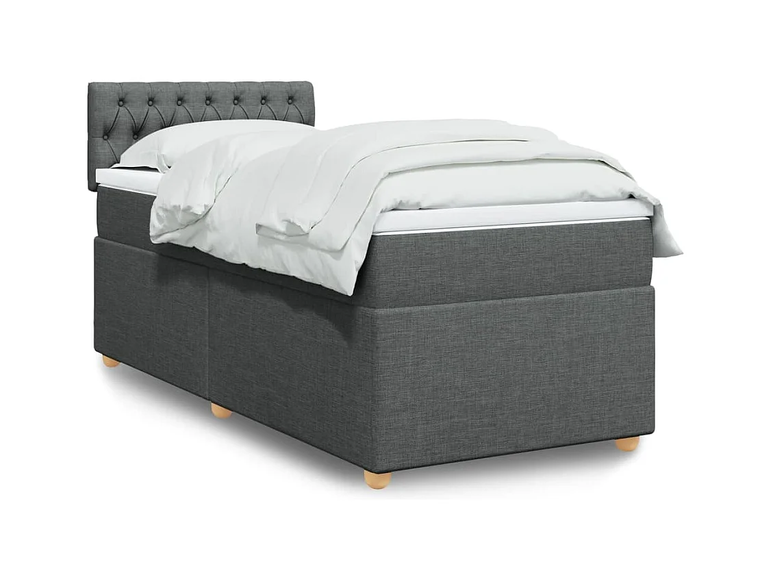 Giroletto a Molle con Materasso Grigio Scuro 90x190 cm Tessuto