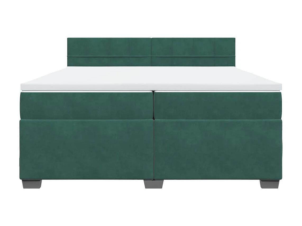 Cama com molas/colchão 200x200 cm veludo verde-escuro