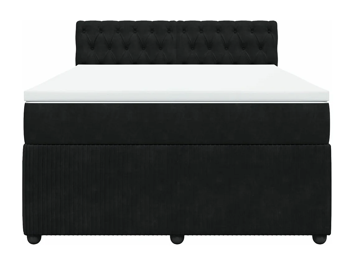 Sommier à lattes de lit et matelas Noir 160x200 cm Velours