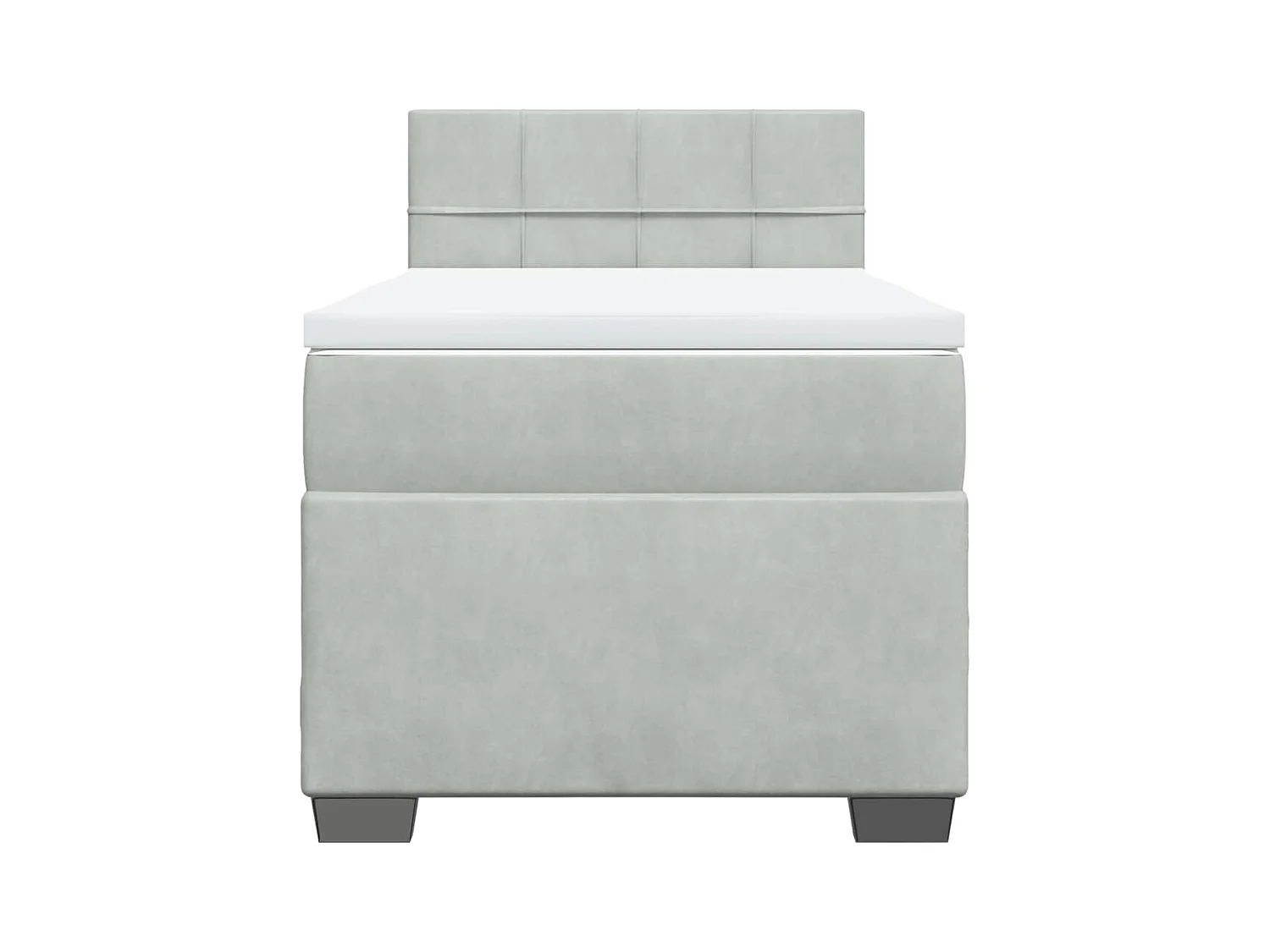 Cama box spring con colchón terciopelo gris claro 80x200 cm