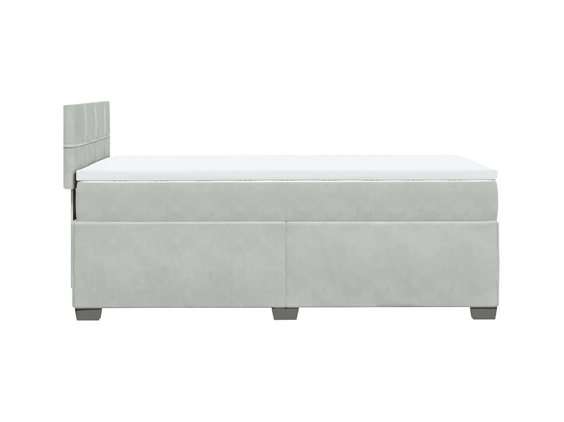 Cama box spring con colchón terciopelo gris claro 80x200 cm