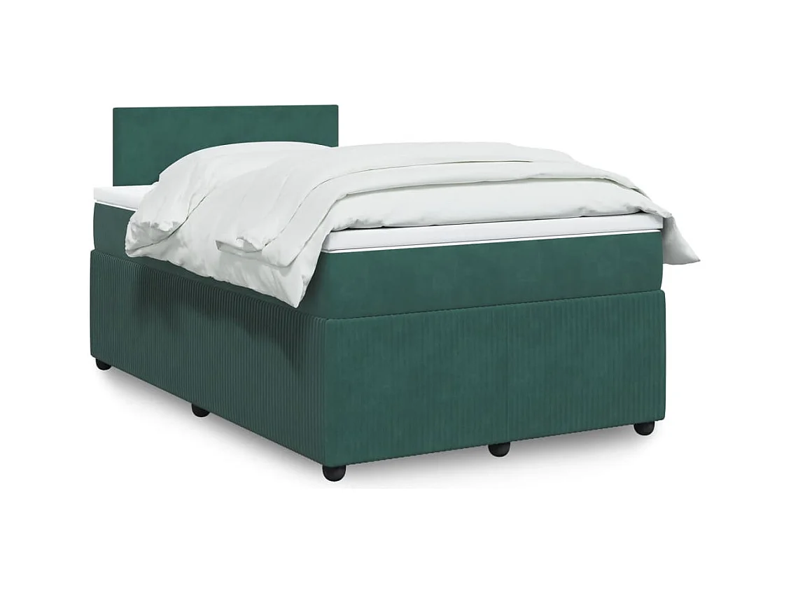 Giroletto a Molle con Materasso Verde Scuro 120x200 cm Velluto