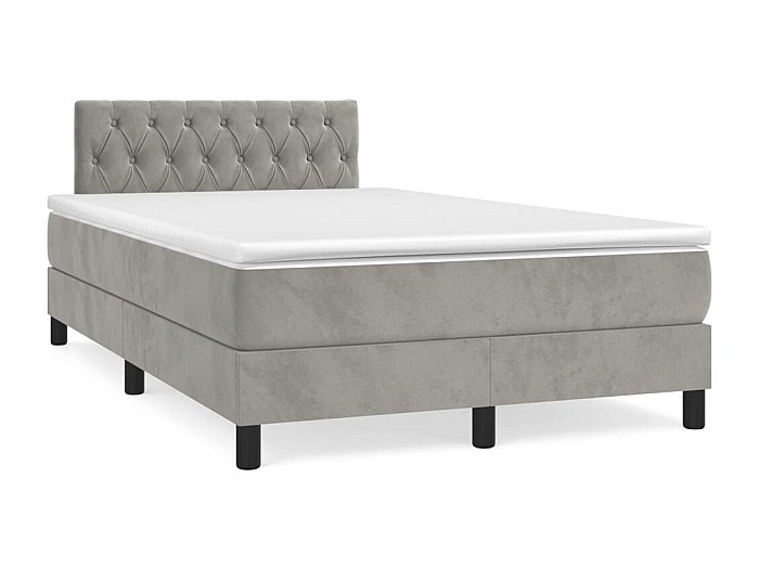 Sommier à Lattes 90x190 Cm Gris Clair - Velours - Neuf Sous Emballage