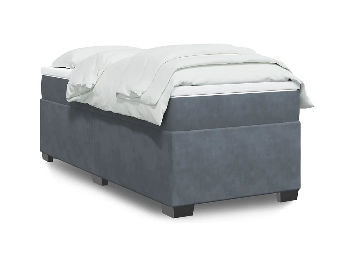 Giroletto a Molle con Materasso Grigio Scuro 90x200 cm Velluto