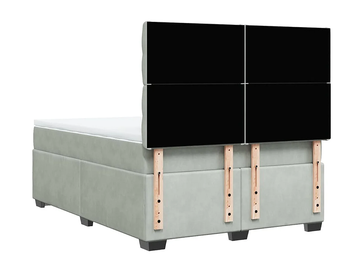 Giroletto a Molle con Materasso Grigio Chiaro 140x190cm Velluto