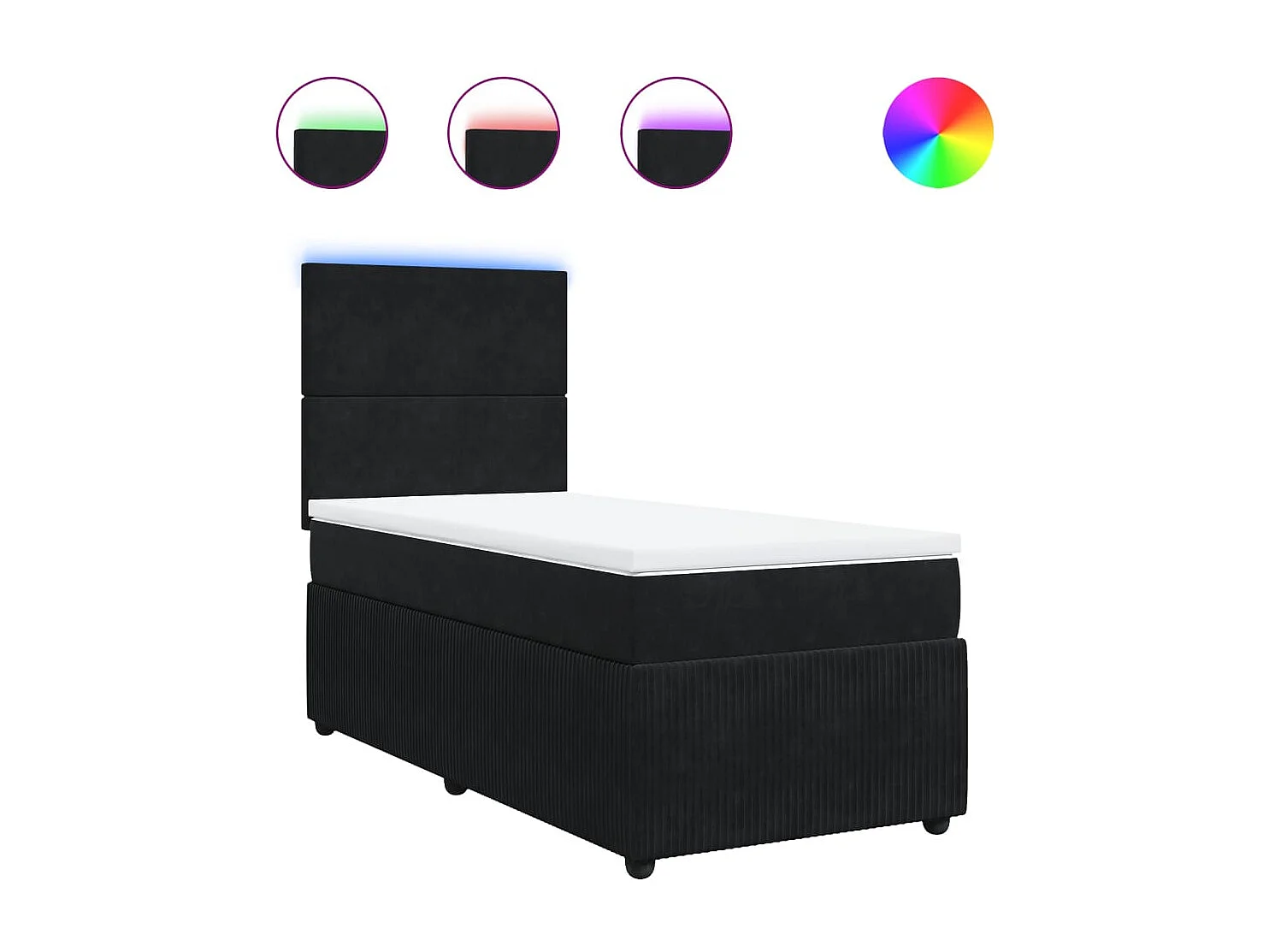 Giroletto a Molle con Materasso Nero 80x200 cm in Velluto