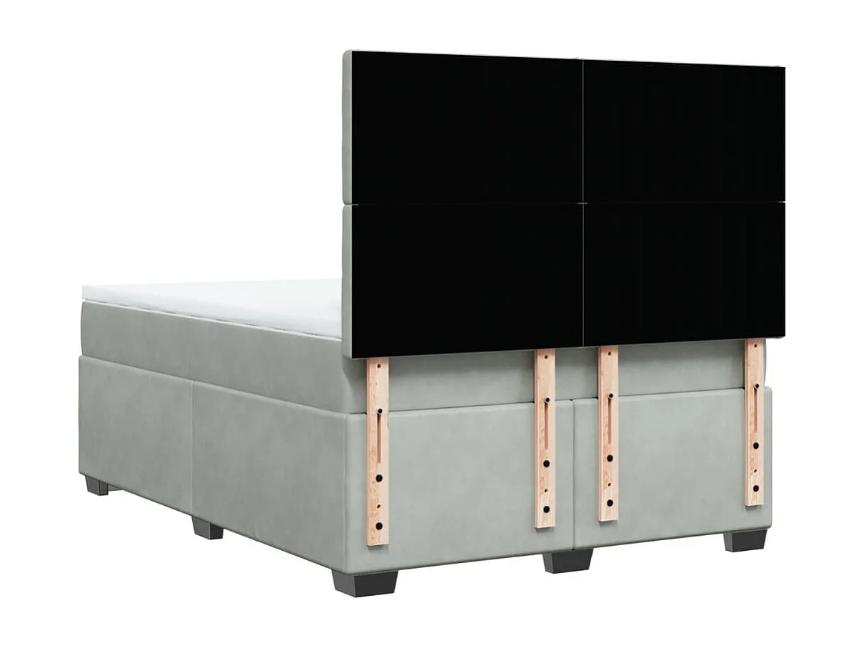 Sommier à lattes de lit et matelas Gris clair 160x200cm Velours