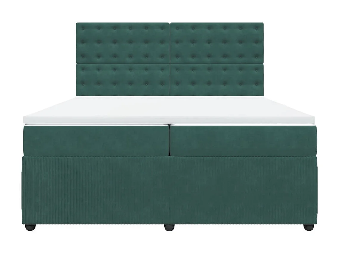 Giroletto a Molle con Materasso Verde Scuro 200x200 cm Velluto