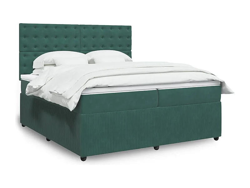 Cama box spring con colchón terciopelo verde oscuro 200x200 cm
