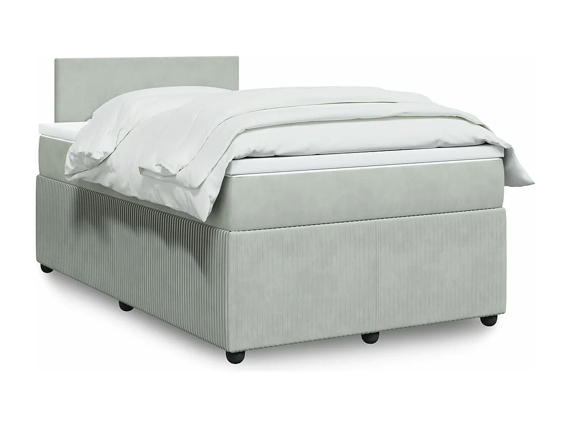 Sommier à lattes de lit et matelas gris clair 120x190cm velours