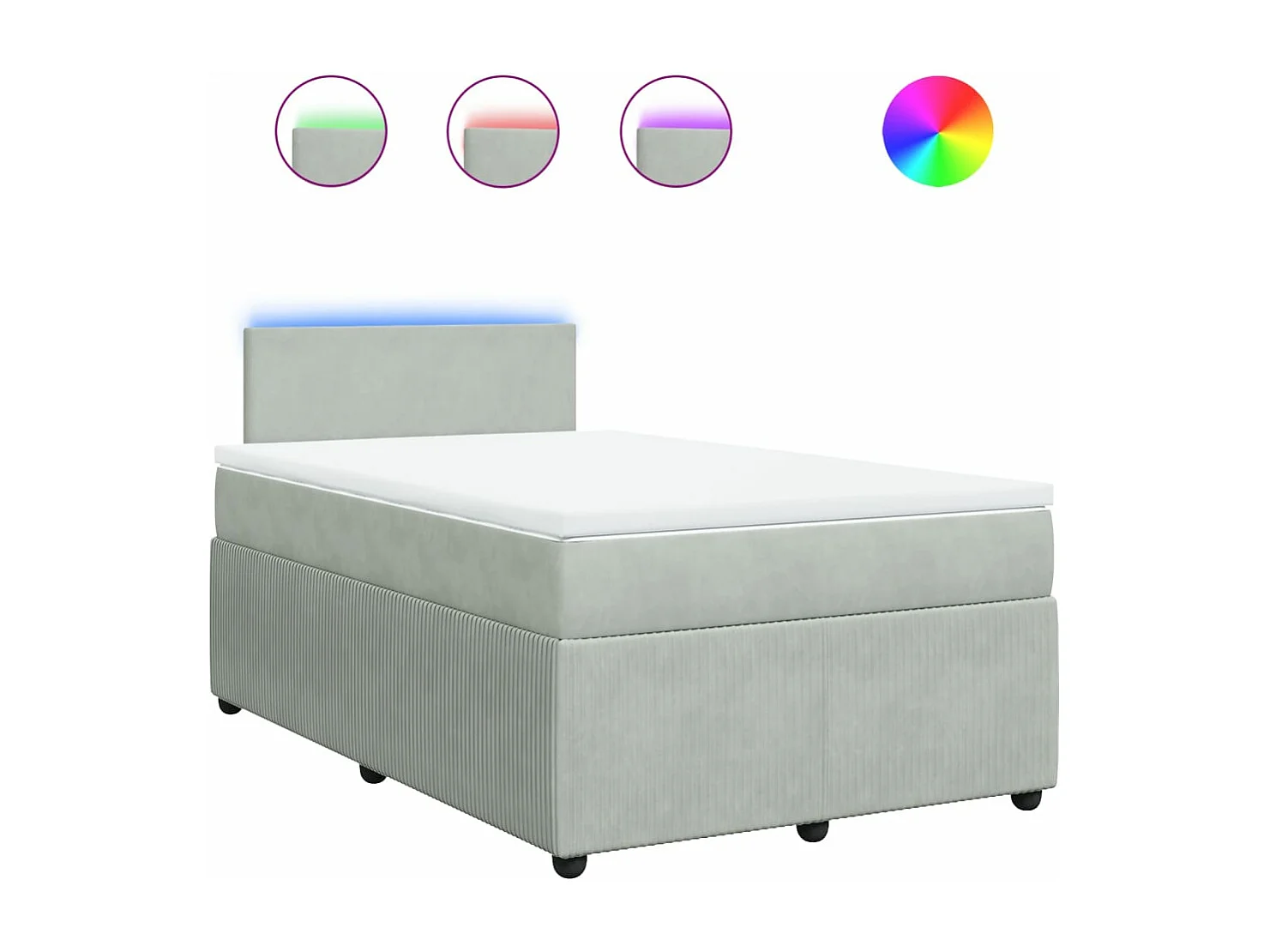 Sommier à lattes de lit et matelas gris clair 120x190cm velours