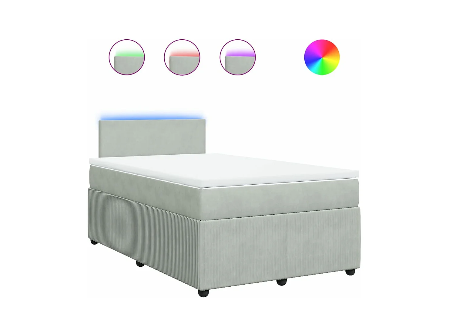 Boxspring met matras fluweel lichtgrijs 120x190 cm