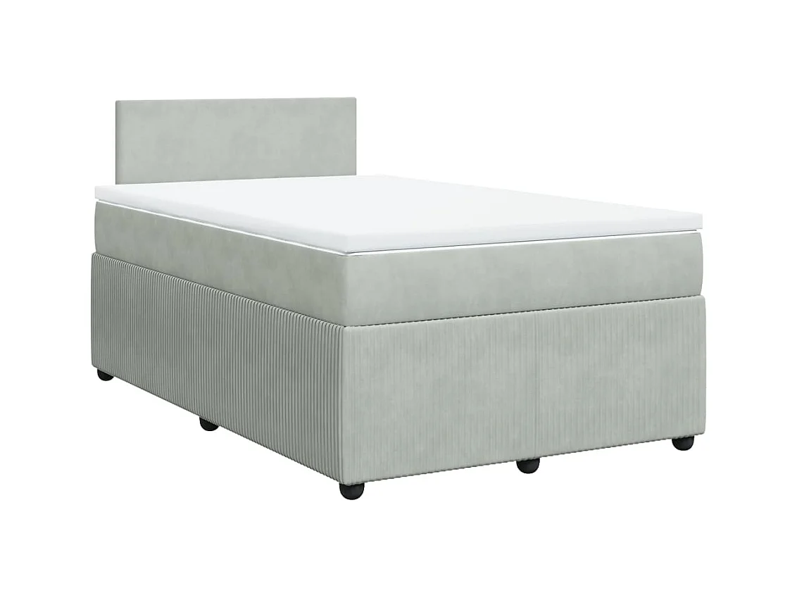 Boxspring met matras fluweel lichtgrijs 120x190 cm