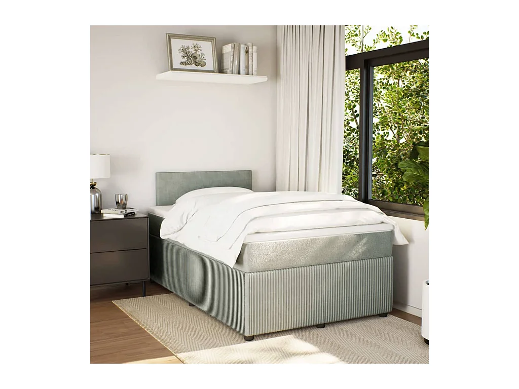 Boxspring met matras fluweel lichtgrijs 120x190 cm