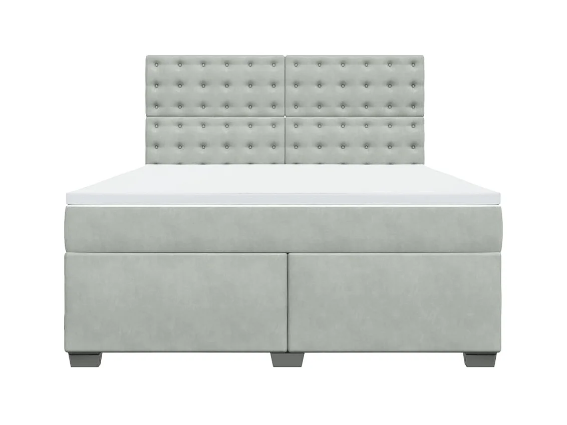 Giroletto a Molle con Materasso Grigio Chiaro 180x200cm Velluto