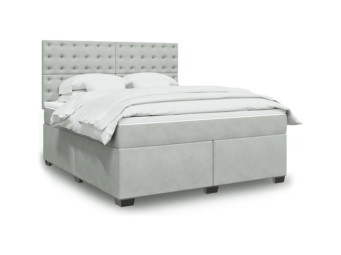 Sommier à lattes de lit et matelas Gris clair 180x200cm Velours