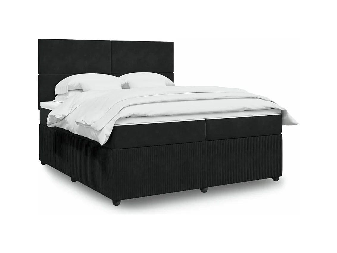 Giroletto a Molle con Materasso Nero 200x200 cm in Velluto