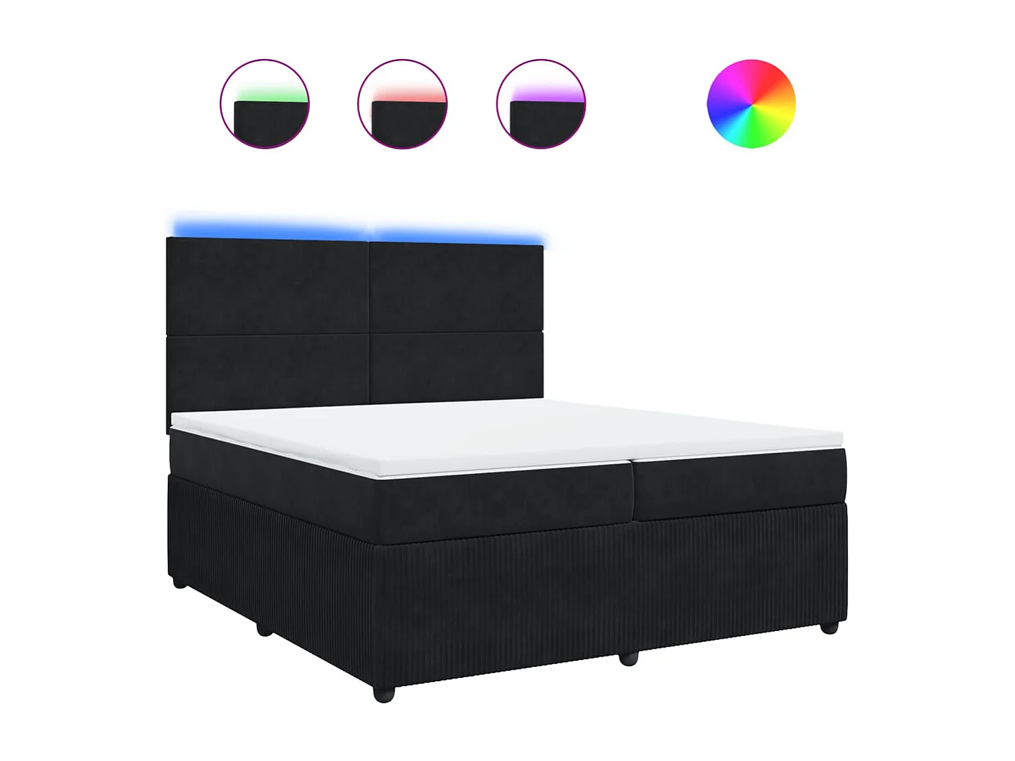 Giroletto a Molle con Materasso Nero 200x200 cm in Velluto