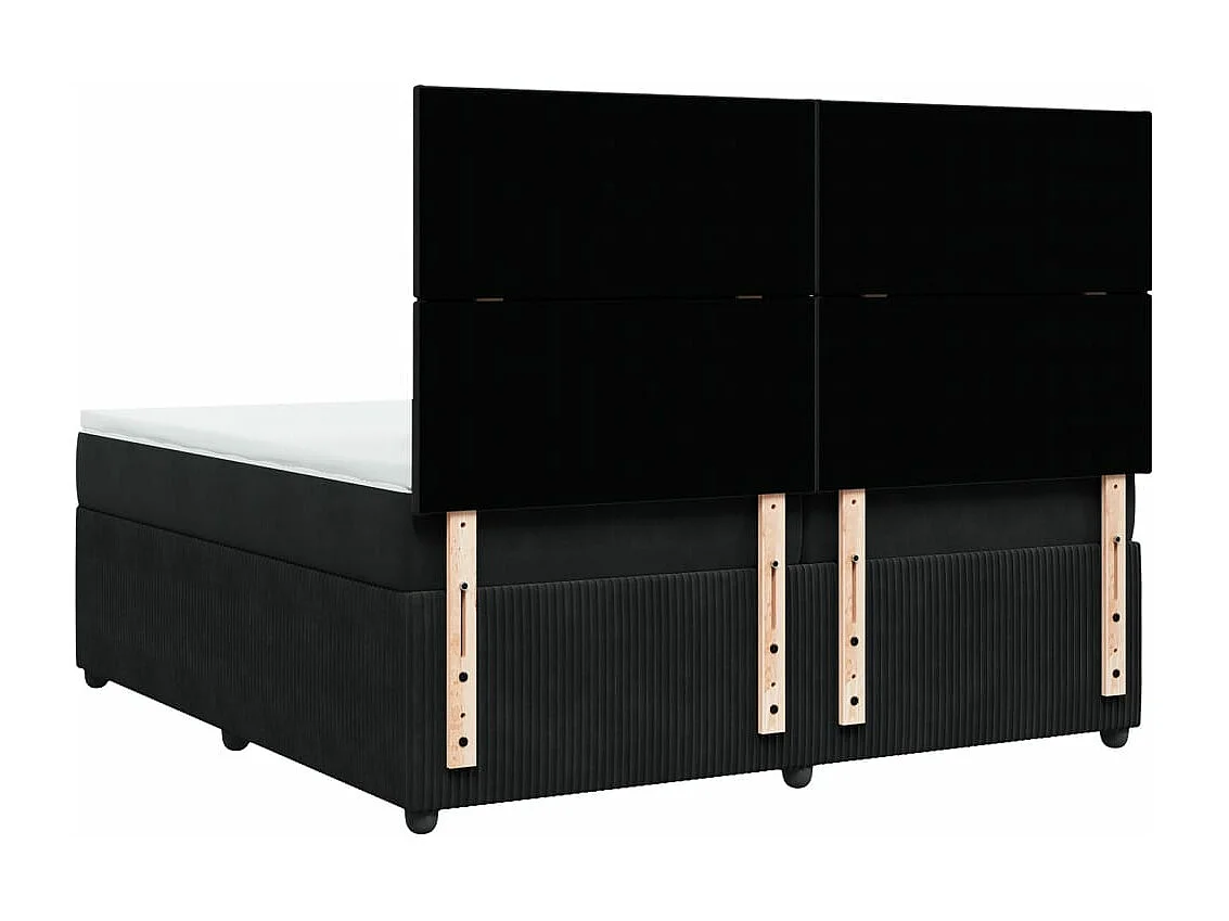 Giroletto a Molle con Materasso Nero 200x200 cm in Velluto