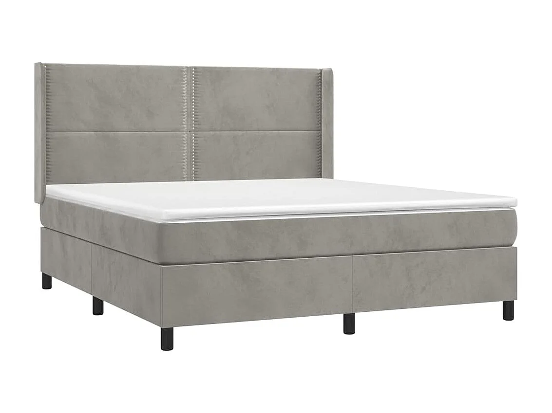 Boxspringbett mit Matratze Hellgrau 160x200 cm Samt