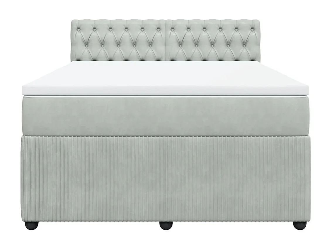Boxspringbett mit Matratze Hellgrau 140x200 cm Samt