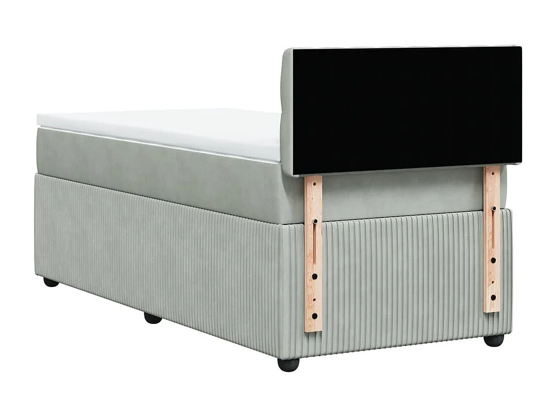 Cama box spring con colchón terciopelo gris claro 100x200 cm
