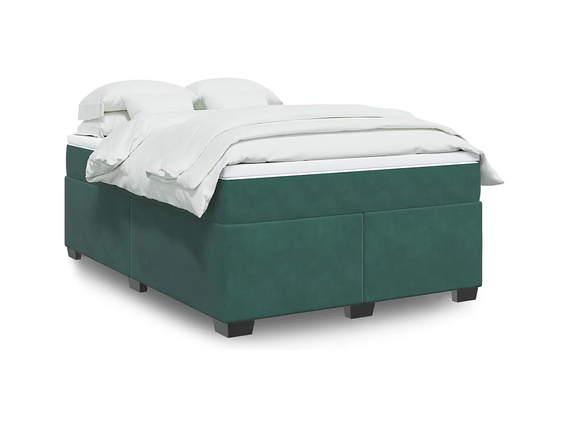 Boxspringbett mit Matratze Dunkelgrün 160x200 cm Samt