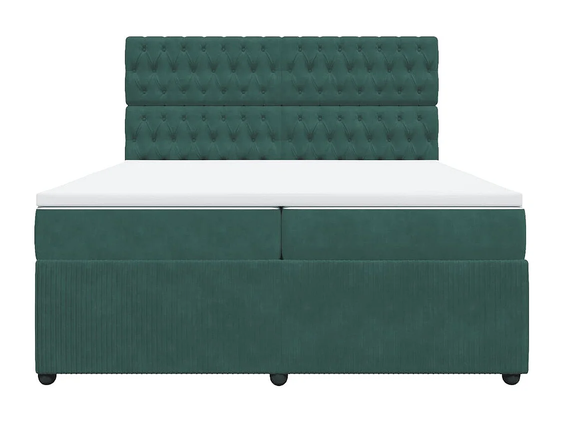 Cama com molas/colchão 200x200 cm veludo verde-escuro