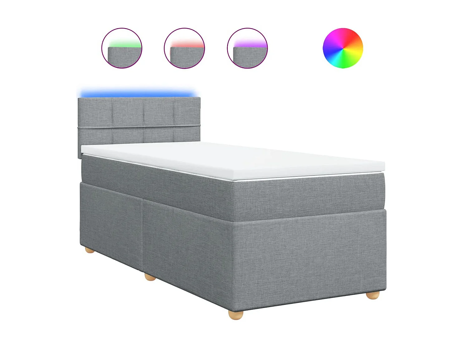 Cama box spring con colchón tela gris claro 90x190 cm