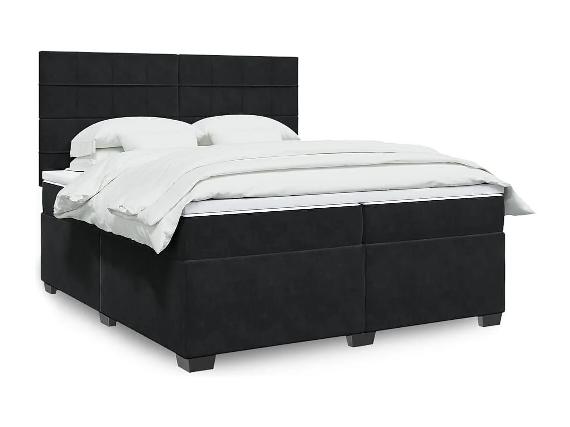 Boxspringbett mit Matratze Schwarz 200x200 cm Samt