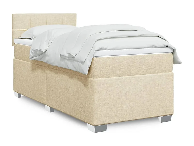 Boxspringbett mit Matratze Creme 90x190 cm Stoff