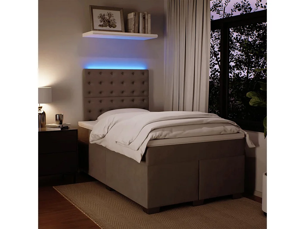Boxspring met matras fluweel lichtgrijs 120x190 cm