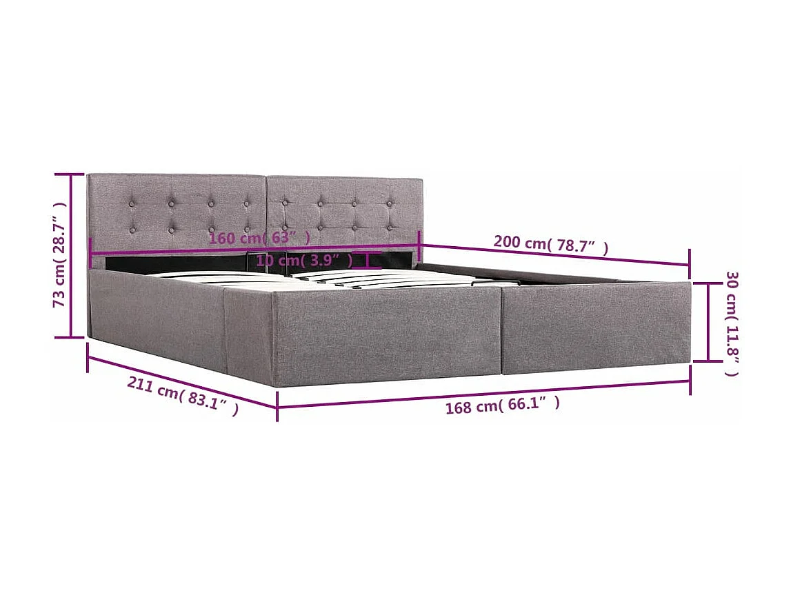 Stauraumbett Hydraulisch Taupe Stoff 160×200 cm
