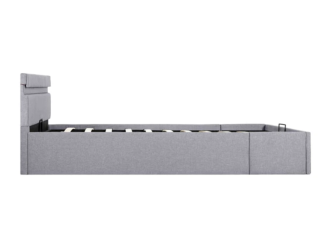 Giroletto con Contenitore e LED Grigio Chiaro Tessuto 140x200cm